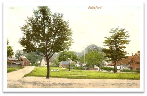Ickleford Upper Green, early 1900s and in 2022. The focal point of many village activities and meeting place for school children and their parents.