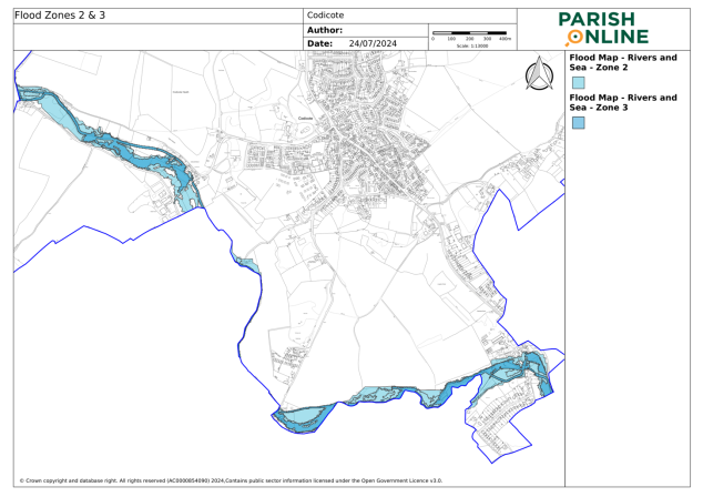 Map showing the areas of river flooding 