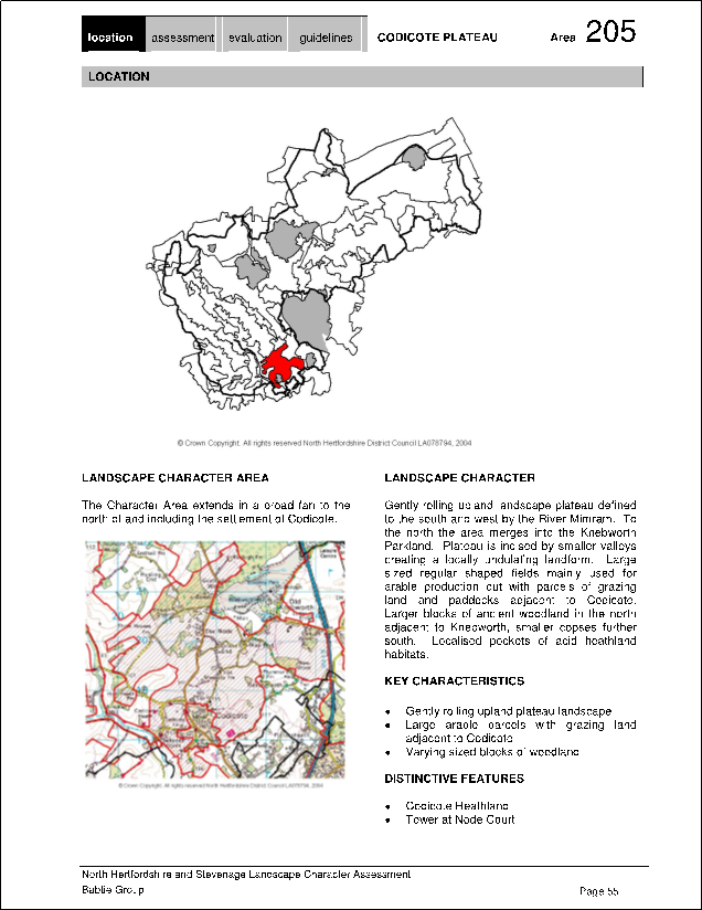 Extract of North Landscape Study (2011) for Codicote Plateau area 205 Page 1